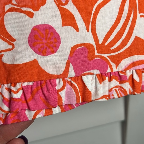 Lilly Pulitzer Callie Floral Ruffled Mini Skirt Size 0 Tango Orange - Picture 2 of 9
